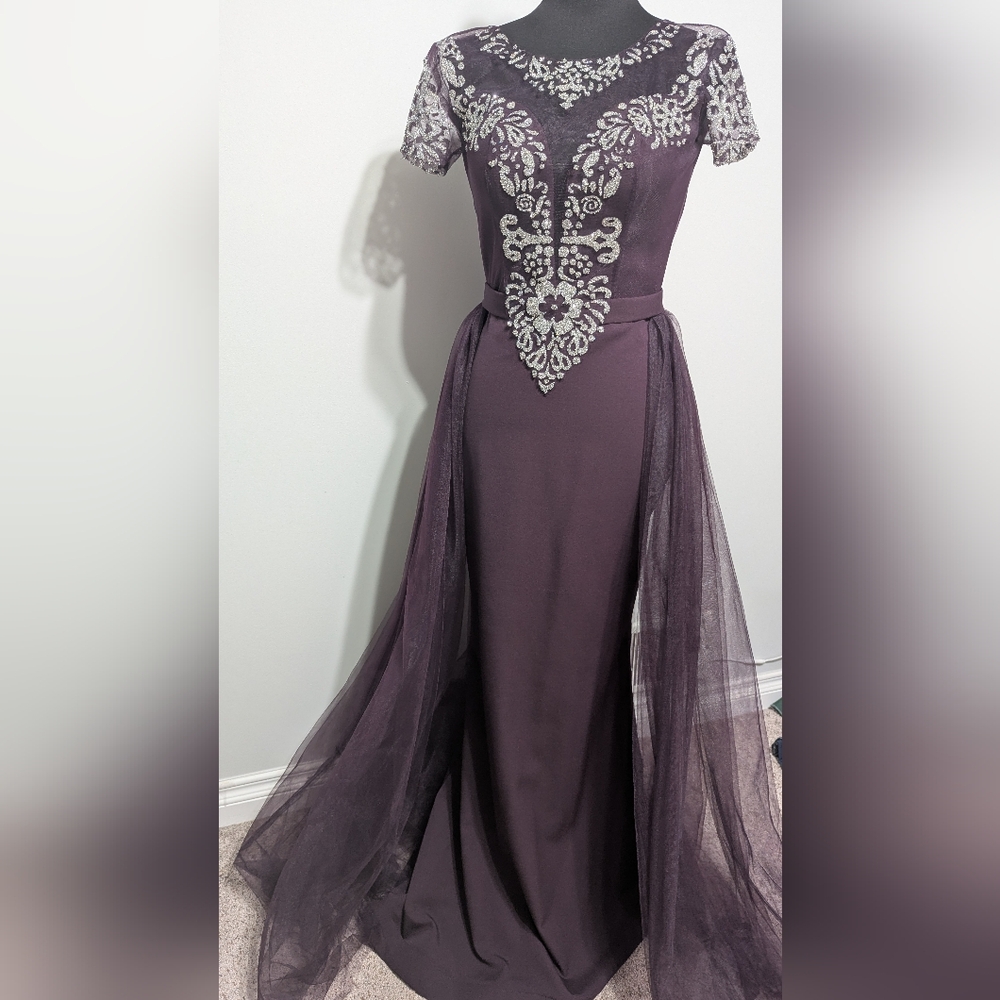 Silver And Purple Evening Gown